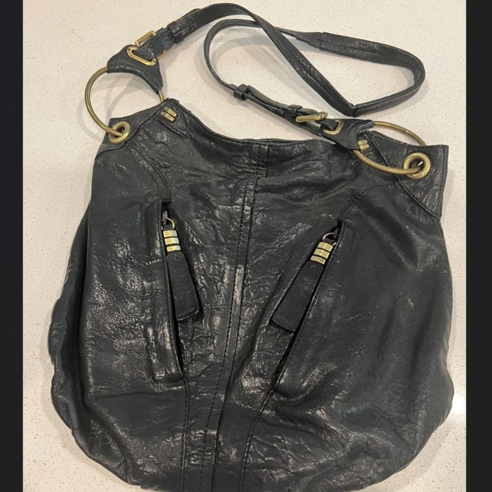 OrYANY Black Leather Large Cross Body Bag